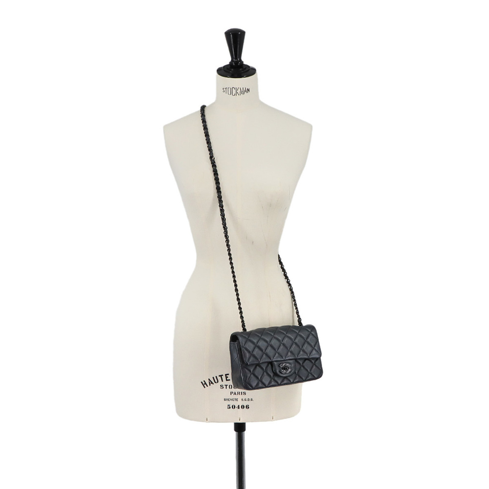 Chanel Mini Matelasse 20 Chain Shoulder Handbag, Leather, Gray, A69900, Black... - Picture 10 of 10